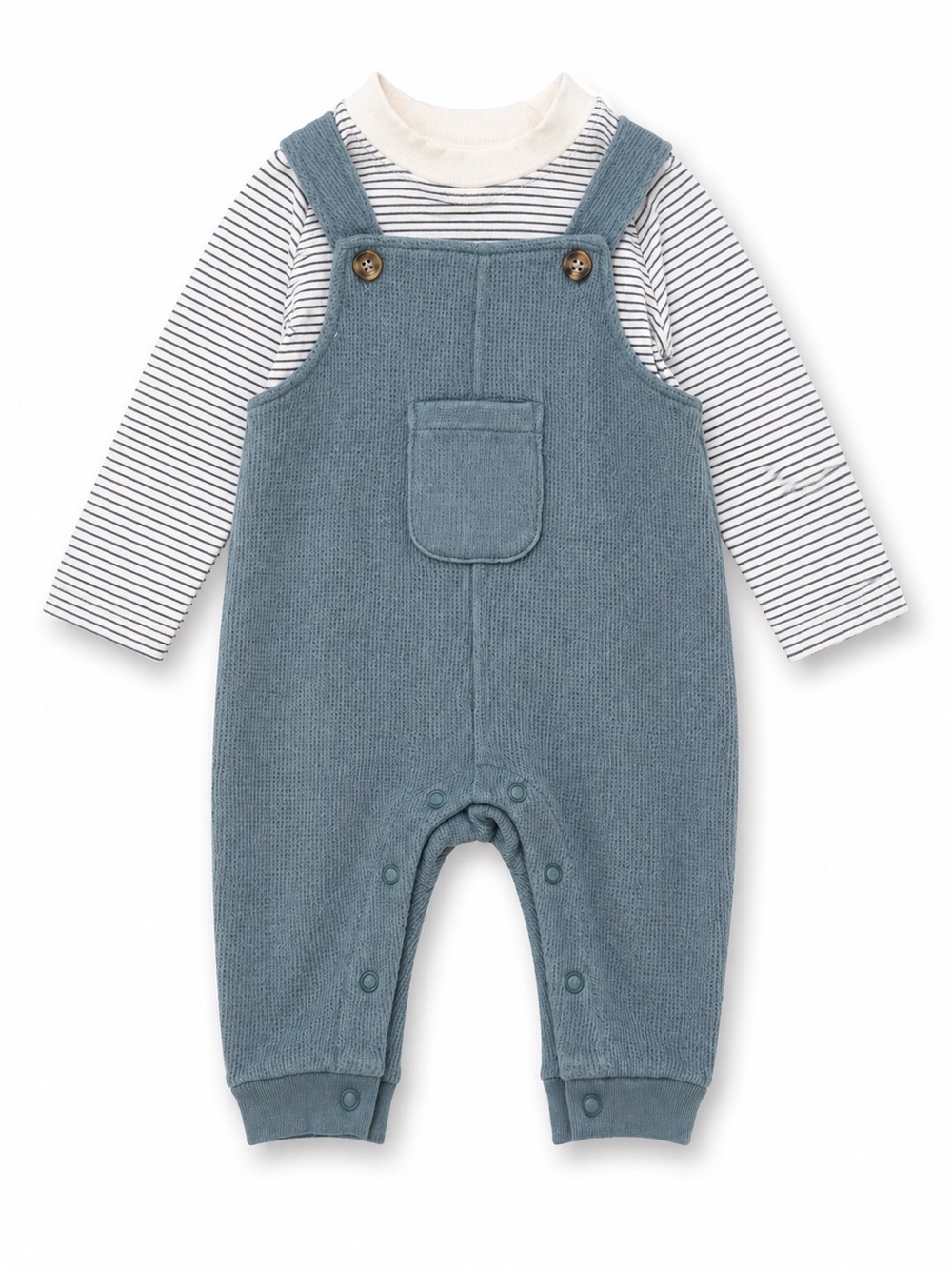 Carter’s Baby Boy Outfit Newborn Waffle Knit Overalls Set Blue NWT - Picture 3 of 4